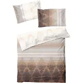 TRAUMSCHLAF Feinbiber Bettwäsche Aura beige 160x210 cm + 65x100 cm