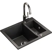 Bergström Spülbecken Prag Schwarz 58 x 50 cm mit 2 Spülen, Model 57778