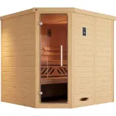 Weka Premium Massivholz-Elementsauna KEMI Eck Gr. 2 Sparset 7,5 kW OS inkl. digitaler Steuerung x B x T x H x 195 x 195 x 200