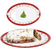 MamboCat 2x Weihnachtstraum Servierplatte oval Porzellan 35,5x24,3cm Braten-Teller