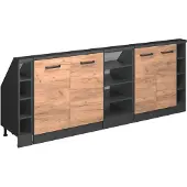 Vicco Dachschrägenschrank-Set Rion, 5er Set, Goldkraft Eiche/Anthrazit/Anthrazit