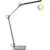 Beliani LED-Schreibtischlampe Silber Dimmbar Verstellbarer Arm 3 Farbtemperaturmodi Modern Büro Homeoffice Schreibtischleuchte Arbeitsleuchte