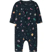 Name it Strampler "NBNVISMAS LS NIGHTSUIT" aus Baumwollmischung, mit elastischem Jersey, Langarm