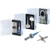 AGT Lockpicking-Erweiterungs-Set: 3 Übungsschlösser & 2 Profi-Werkzeuge