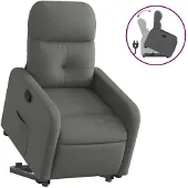 vidaXL Relaxsessel mit Aufstehhilfe Dunkelgrau Stoff