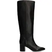 Manfield Schwarze Lederstiefel mit weitem Schaft | Größe 37
