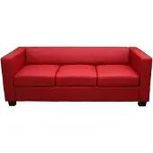 Mendler 3er Sofa Lille, Kunstleder rot