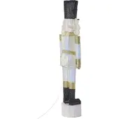 Beliani Outdoor LED Weihnachtsbeleuchtung Gold / Weiß Metall 152 cm Nussknacker mit Stromanschluss zum Aufstellen für Innen und Außen Deko