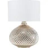 Beliani Tischlampe Gold Glas 55 cm Stoffschirm Weiß Vasenform langes Kabel mit Schalter Glamouröser Stil