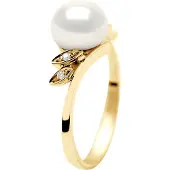 Diadema - Ring - Gelbgold - Echte Süßwasserperlen - Weiß