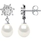 Diadema Ohrringe Hängeohrringe Süßwasserperlen 7-8mm Weiß Birnen Schmuck 925
