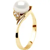 Diadema - Ring - Gelbgold - Echte Süßwasserperlen - Weiß
