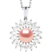 Diadema SUN Halskette Süßwasserperlenschmuck 8-9mm Rose 925