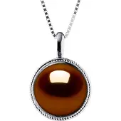 Diadema AURA Halskette Süßwasserperle 9-10 mm Schokolade 925