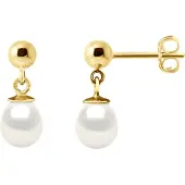 Diadema - Ohrringe - Gelbgold und echte Süßwasserperlen