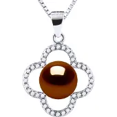 Diadema CLOVER Halskette Süßwasserperle 9-10 mm Chocolate 925