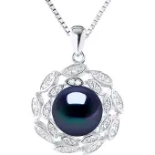 Diadema SUN Halskette Süßwasserperle 9-10 mm Schwarz 925