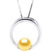 Diadema CIRCLE Halskette Süßwasserperle rund 8-9 mm Gold 925