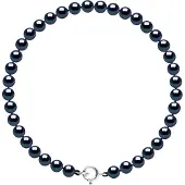 Diadema - Armband - Echte Süßwasserperlen - Schwarz - Weißgold