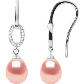 Diadema Ohrringe Haken Süßwasserperlen 8-9mm Birnen Rosen Schmuck 925