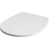 Beliani WC-Sitz Weiß Glänzend Duroplast 45x38 cm O-Form Oval Lochabstand 16 cm Abstandshalter Schnellverschluss Absenkautomatik WC-Brille mit Deckel