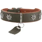 Hunter Halsband München 65/L, Rindsleder, Grün/Cognac, Halsumfang