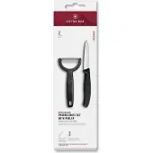 Victorinox Swiss Classic 2-teiliges Gemüse- und Obstschäler-Set mit Y-Schäler, schwarze Geschenkbox