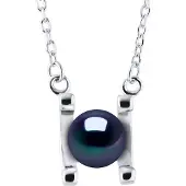 Diadema SYMBOL Halskette Süßwasserperle 7-8mm Schwarz 925