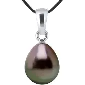 Diadema - Halskette - Liebesband - Schwarzes Nylon - Silber - Tahiti-Perle