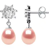Diadema Ohrringe Dangle Süßwasserperlen 7-8 mm Birnen Rosen Schmuck 925