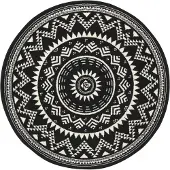 Hanse Home Teppich "Valencia" Gr. 9, schwarz (schwarz, creme), H:9mm Ø:140cm, Kunstfaser, Teppiche, Teppich, Kurzflor, Modern, Vintage, Mandala, Wohnzimmer, Kinderzimmer, Flur