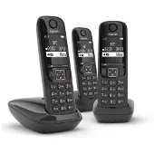 Gigaset AS690R TRIO, Analoges/DECT-Telefon, Kabelloses Mobilteil, Freisprecheinrichtung, 100 Eintragungen, Schwarz