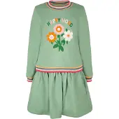 Happy girls Sweatkleid , Mädchen, Gr. 128, N-Gr, grün, Sweatware, Obermaterial: 100% Baumwolle, bedruckt, regular fit normal, Rundhals, Rippbündchen, Kleider Sweatkleid