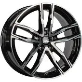 DBV 18 Zoll Alufelge VIENNA II 8,0x18 5/112 ET30 schwarz glänzend, front poliert Felge