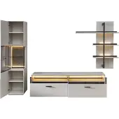 Wohn-Concept Como TV-/Wohnwand Holzwerkstoff/Granit Steinfurnier Sahara Creme lackiert