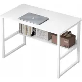 Rebiko Computertisch Loft Weiß für Jugendliche mit Regal Modern 100 cm