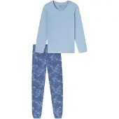 Schiesser Schlafanzug "Uncover Nightwear" 2 tlg. Baumwolle, Single Jersey-Qulität, langärmelig, bequem, atmungsaktiv
