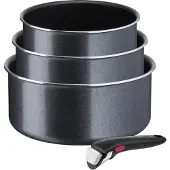 Tefal Topf-Set "Ingenio XL Force, Topfset abnehmbarer Griff, nicht induktionsgeeignet" Set, 3x Stielkasserollen Ø 16/18/20 cm, 1x abnehmbarer Griff, 4 Stk. tlg. Aluminium