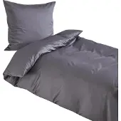 TRAUMSCHLAF Uni Mako-Satin Bettwäsche 160x210 cm + 65x100 cm anthrazit