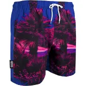 Guggen Mountain Herren Badehose mit Palmen Muster Pink