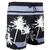 Guggen Mountain Badehose Herren Palmen Beach Streifen Schwarz Weiß | Gr.: 4XL