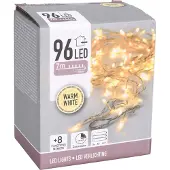 H&S MULTIFUNKTIONS-BATTERIEBETRIEBENE GIRLANDE 96 LEDS TRANSPARENTES KABEL WARMWEISSES LICHT 7,5 M