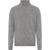Gant Strickjacke "EXTRAFINE LAMBSWOOL ZIP CARDIGAN" mit Logostickerei