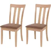 MCW 2er-Set Esszimmerstuhl MCW-G46, Küchenstuhl Stuhl, Stoff/Textil Massiv-Holz naturfarbenes Gestell, braun