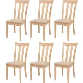Mendler 6er-Set Esszimmerstuhl MCW-G46, Küchenstuhl Stuhl, Stoff/Textil Massiv-Holz naturfarbenes Gestell, beige