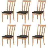 Mendler 6er-Set Esszimmerstuhl MCW-G46, Küchenstuhl Stuhl, Stoff/Textil Massiv-Holz naturfarbenes Gestell, schwarz