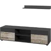 Vicco Wohnwand Berno Schwarz/Sandeiche 2 Teile, Model 57822