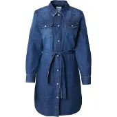 Pepe Jeans für Damen. PL95376845A0 Blaues Denim-Hemdblusenkleid (S), Lässig, Baumwolle, Langarm