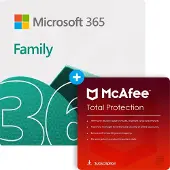 Microsoft 365 Family & McAfee LiveSafe Bundle, 12 Monate für 1-6 Nutzer (je 5 Geräte), Download Code - [Multiplattform]