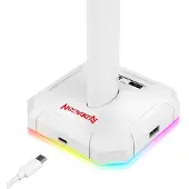 Redragon Headset-Ständer HA300-W, Weiß, mit RGB-Beleuchtung und 4-Port USB 2.0-Hub